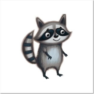 Cute Raccoon Drawing Posters and Art